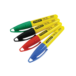 Marqueur couleur à pointe fine (4pcs :  noir, bleu, rouge et vert) - STANLEY