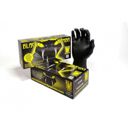 Gants jetable nitrile ultra résistant - Boîte de 100 gants noir - Taille L / BLK120 - BLACKMAMBA